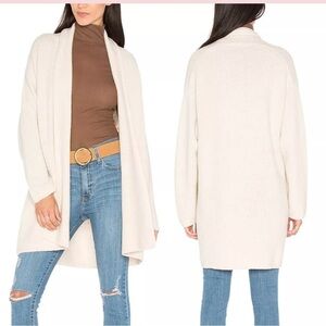 VINCE Textured Wool Blend Shawl Cardigan Cream Size Large